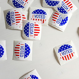 I Voted stickers on white surface