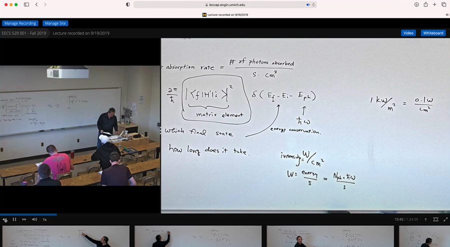 Screenshot of lecture capture function