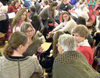 Audience discussing in a group