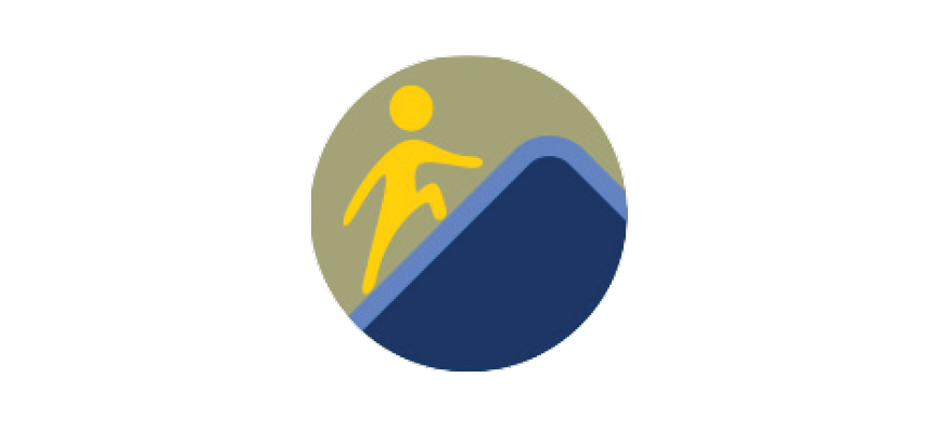 human icon walking an incline